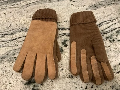 Guantes de invierno vintage para hombre tejidos con detalles de gamuza beige talla única forrados Foto 1 de 4