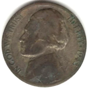 1943 S Jefferson Nickel in guter Erhaltung (35 % SILBER) stk 43-502 - Bild 1 von 4