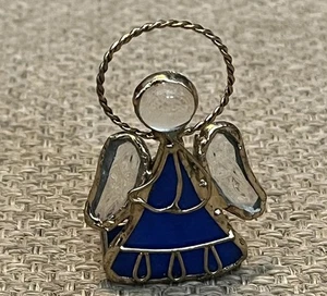 Vitral Ángel Adorno Decoración Atrapasol Azul Cobalto Plata Transparente - Imagen 1 de 4