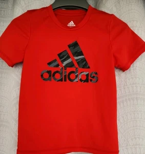 Adidas Kurzarmshirt sportlich Stretch Logo rot/schwarz Jugend Größe 6 B4 - Bild 1 von 3