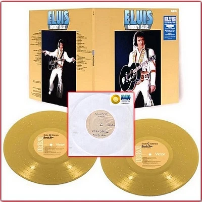 King ELVIS Presley MOODY BLUE FTD SEALED 2-LP GOLD SPARKLE + PROMO GOLD 45 #'d!! - Image 1 of 4