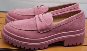 Portland Leder PATINA ZOE KLOBIG Penny Loafer FOXGLOVE LT LILA WILDLEDER 10 - Bild 1 von 11