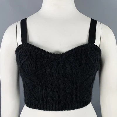 Top informal VALENTINO talla L negro mezcla mohair tejido bustier Foto 1 de 4