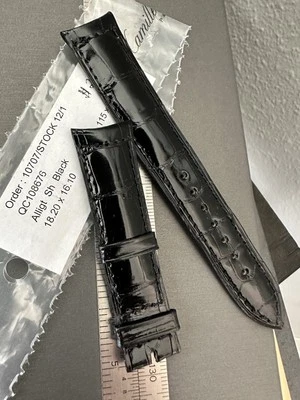 New OEM Jaeger LeCoultre 18mm X 16mm Shiny Black  Alligator Band - Image 1 of 4