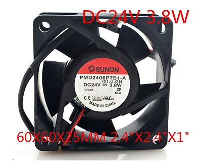 New SUNON Cooling Fan PMD2406PTB1-A 24V 3.8W 6CM 6025 60x60x25mm 2.4"x2.4"x1" - Image 1 of 3