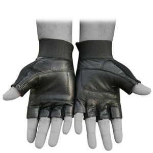 Leather Weigh lifiting Gloves Padded Gym Body Building Fitness Bodybuilding - Picture 1 of 3