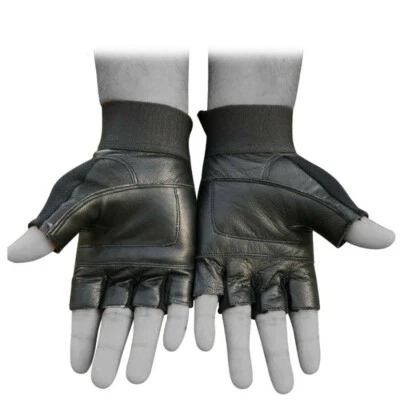 Leather Weigh lifiting Gloves Padded Gym Body Building Fitness Bodybuilding