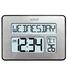 C86279 La Crosse Technology 2" Numbers Atomic Digital Wall Clock with Backlight - Picture 1 of 11