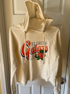 Original Retro Brand Women's Florida Gators Crop Hoodie Large Vintage White - Image 1 of 4