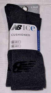 NEW BALANCE Ice Cushioned Grey 2 Pack Crew Running Socks Mens L 8.5- XL 12.5-16 - Picture 1 of 6