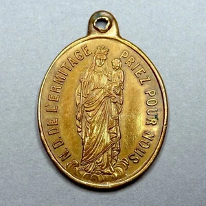 Our Lady of Ermitage, Saint Virgin Mary, Monstrance. Antique Religious Medal. - Picture 1 of 4