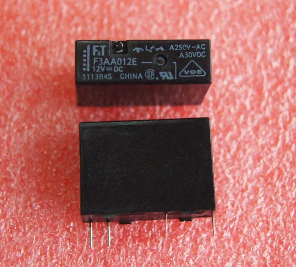 10pcs 12VDC F3AA012E 5A 250VAC TAKAMISAWA/FUJITSU SPST Relay 4Pins - Image 1 of 1