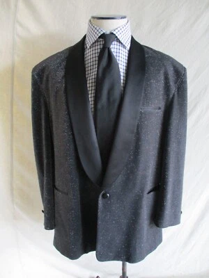 After Midnite Vintage Negro Plata Chal Solapa Formal Esmoquin Blazer Chaqueta 46 Foto 1 de 4