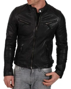 BASIC New Men's Black Jacket 100% Pure Lambskin Stylish Slim Fit Coat Jacket - Picture 1 of 4