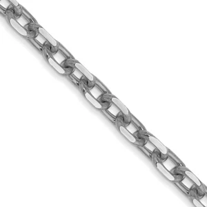 Real 14K White Gold 24 inch 3mm Diamond-cut Round Open Link Cable - Picture 1 of 6