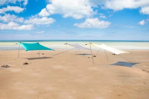 Meister Strandzelt Sonnenzelt Sonnensegel Strandmuschel 210x210 cm LSF50+ - Bild 1 von 36
