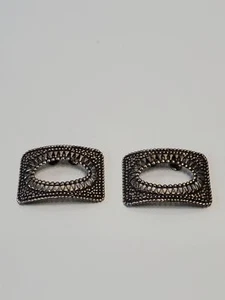 2 Silver tone Oval rectangle Scarf clips - Picture 1 of 7