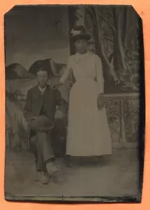 Portrait eines Paares um 1890 alte Farbart - Bild 1 von 2