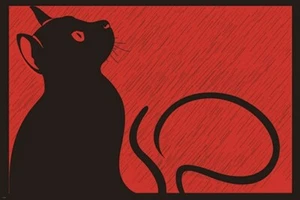 black cat in the rain MODERN ART POSTER animal BLACK RED unique 20x30 HOT - Picture 1 of 1