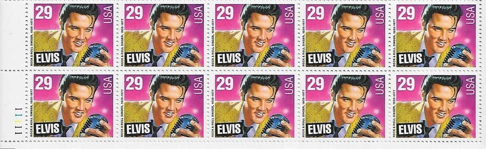 US Elvis Presley Singer 29c Plate Block of 10 Scott #2721 - Image 1 of 1