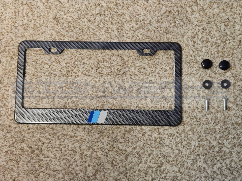Toyota Retro Stripes Blue CF Printed Black Aluminum License Plate Frame - Image 1 of 1