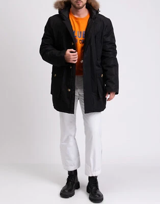 PVP €910 ROBERTO CAVALLI Parka Chaqueta Talla 3XL Acolchada Piel de Mapache Borde Con Capucha Foto 1 de 4