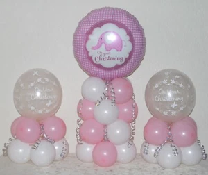 CHRISTENING GIRL - Table Balloon Decoration Display Kit - No Helium Needed - Picture 1 of 1