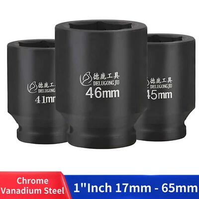 1"Inch DRIVE DEEP IMPACT Socket Set 17mm-65mm HGV Long Reach Impact Socket - Image 1 of 4