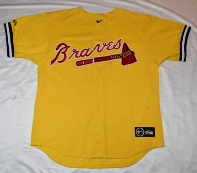 Majestic Street Fashion Retail Atlanta Braves Jersey Amarillo XLarge XL Rojo Azul Marino Foto 1 de 4