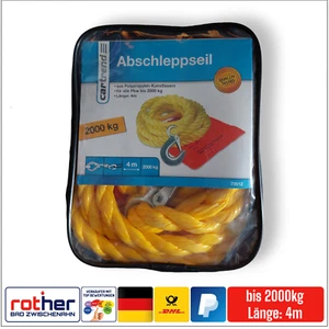 Abschlepp-Seil, Abschleppseil, Abschlepphilfe, Schleppseil bis 3000kg 4mtr gelb - Bild 1 von 4