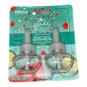 Glade Plugins Oil 2 Refills Stay Cool Watermelon Air Freshener Limited Edition - Picture 1 of 15