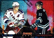1994-95 Finest Bowmans Best Blue and Red #4 Brian Leetch, Oleg Tverdovsky