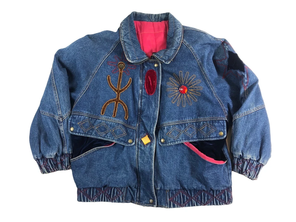 Chaqueta aislante de terciopelo adornada bordada IZZI Boho vintage años 80 90 M Foto 1 de 4