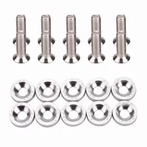 10X Silver JDM Billet Aluminum Fender/Bumper Washer/Bolt Engine Bay Dress Up Kit - Picture 1 of 12