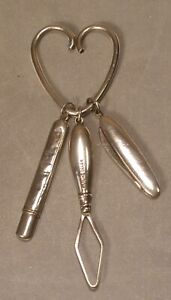 Sterling Miniature Heart Chatelaine or Necessaire