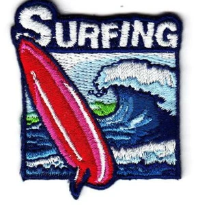 SURFING BIG WAVE HAWAII IRON ON SEW ON EMBROIDERED PATCH SURF SURFBOARD VEST - Bild 1 von 1