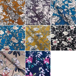 Floral Flowers Spring Summer 100% Viscose Challis Soft Draping Dress Fabric - Picture 1 of 41