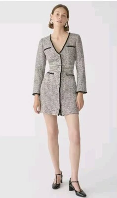 Nuevo con etiquetas Vestido de Dama Colección J Crew Cuello en V en Oropel Tweed 10 Oro Gris Lúrex $328 Foto 1 de 4