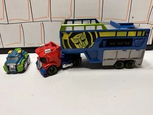 Transformers Rescue Bots Optimus Prime Racing Trailer Playset W/ Hoist - Picture 1 of 6
