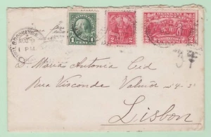 US #643-4 Commems & 1¢ #552 on 1927 [Aug 9] 1st Week Cover Brooklyn to PORTUGAL - Picture 1 of 2