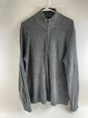 Suéter Calvin Klein Para Hombre Talla Grande Negro Blanco Tejido 1/3 Cremallera Cuello Simulado Acanalado Foto 1 de 4