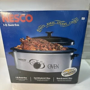 NESCO STAINLESS Oven Roaster 6qt. #4816 ROAST BAKE STEAM SLOW COOKER  NEW SEALED - Picture 1 of 6
