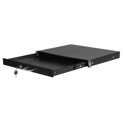 1U Rack Mount DJ 19" Rack Road Case Equipment Deep Drawer Locking with Keys - Image 1 of 4