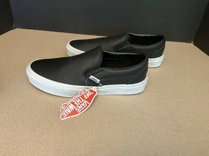 Nuovo! Scarpe slip on classiche donna Vans nere in pelle perfetta. Taglia 8,5. Belle scarpe! - Foto 1 di 9