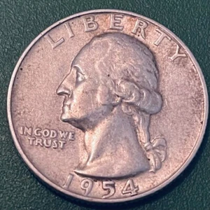 *1, 1954 SILVER, Washington Silver Quarter Quarter - Picture 1 of 2