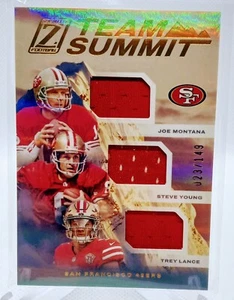 2021 Zenith Team Summit Triple Patch Joe Montana Steve Young Trey Lance /149 - Picture 1 of 2