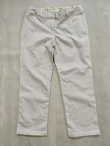 BODEN grey striped pattern cotton crop trousers size 8L NEW WM315 - Picture 1 of 1