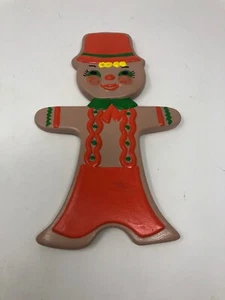 Vintage Arner’s Ceramic Gingerbread Man 9" Tall Wall Hanging Christmas Decor - Picture 1 of 6