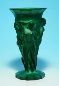 Art Deco - Malachitglas Vase. Schlevogt in Gablonz, um 1935. - Picture 1 of 4