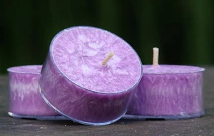 10pk SMOKED AMBER & LAVENDER MUSK Autumn Scented TEA LIGHT CANDLES 60 hrs/pack - Picture 1 of 11